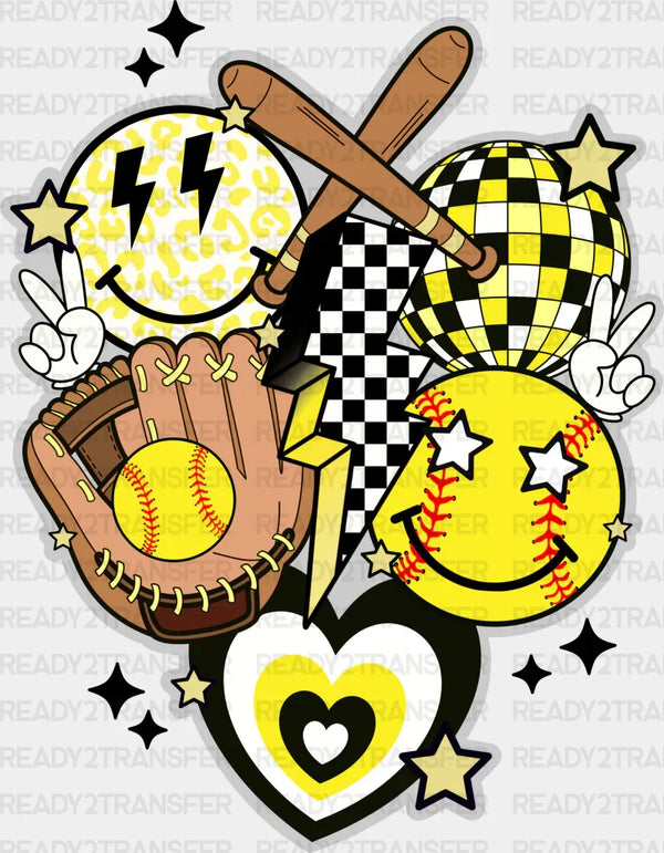 Softball Doodles Design - Softball DTF Heat Transfer