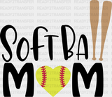 Softball Mom Bats Design - Dtf Heat Transfer Adult Unisex S & M (10’’) / Black