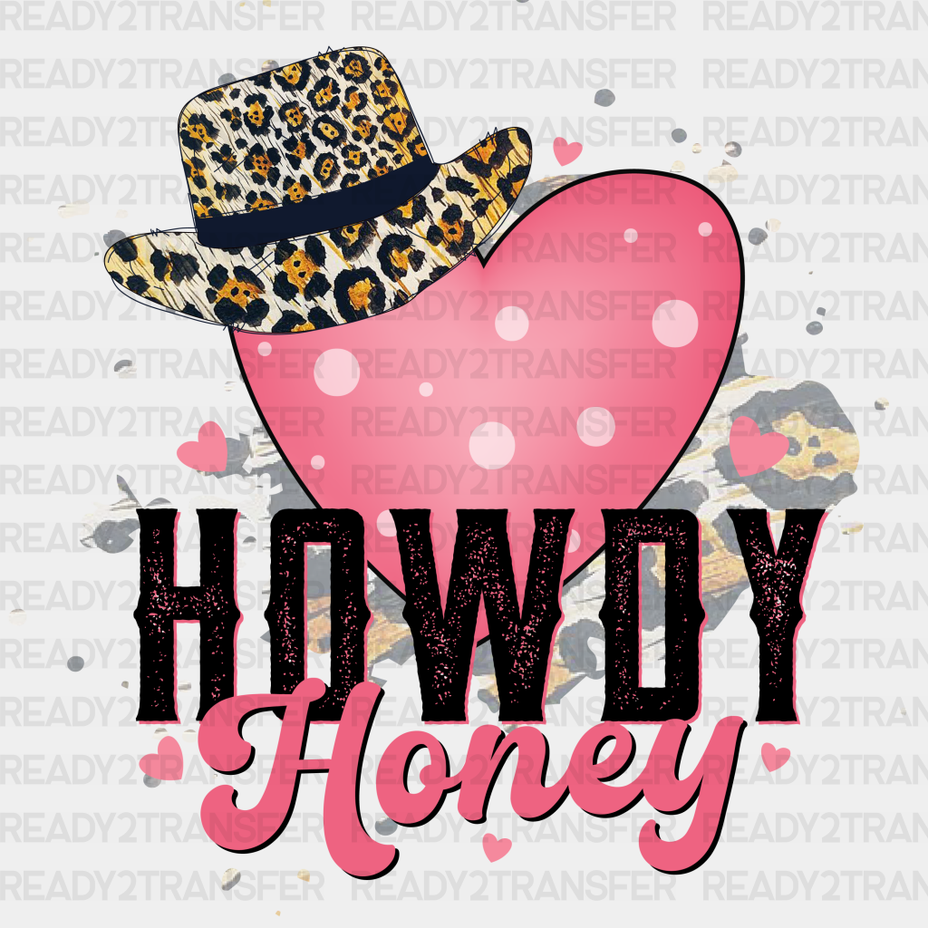 Solid Howdy Honey Pink Heart Dtf Transfer