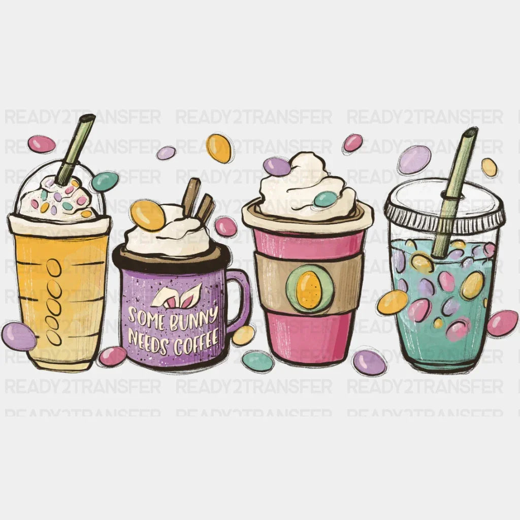 Some Bunny Needs Coffee Easter Dtf Heat Transfer Design