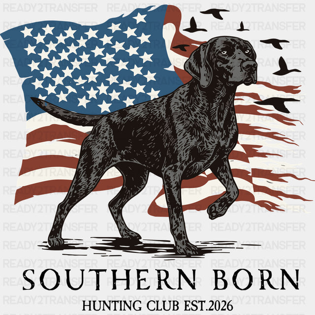Southern Born Hunting Club Est. 2026 - Hunting DTF Transfers - Adult Unisex - S & M (10’’) / Dark Color Design (See