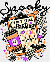 Spooky But Still Charting Halloween DTF Transfer