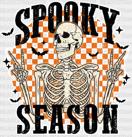 Spooky Skeleton Season Halloween Dtf Transfer Adult Unisex - S & M (10’) / White