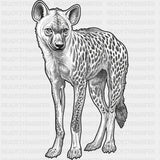 Spotted Hyena B&W - Animals DTF Transfers - Adult Unisex - S & M (10’’) / Dark Color Design (See Imaging)