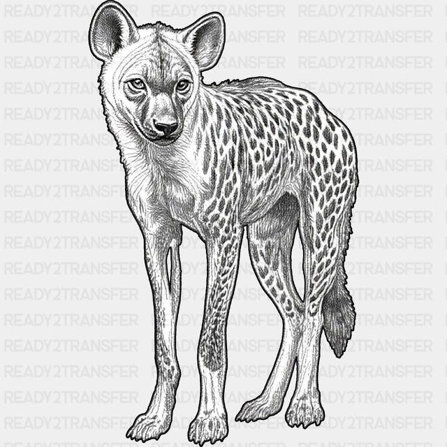 Spotted Hyena B&W - Animals DTF Transfers - Adult Unisex - S & M (10’’) / Dark Color Design (See Imaging)