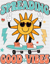 Spreading Good Vibes Skate Design - Good Vibes DTF Transfer Adult Unisex - S & M (10’’) / Dark Color Design (See