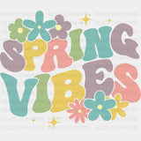 Spring Vibes Retro Flowers - Spring DTF Transfer