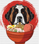 St. Bernard Eating Ramen - Dogs DTF Transfer