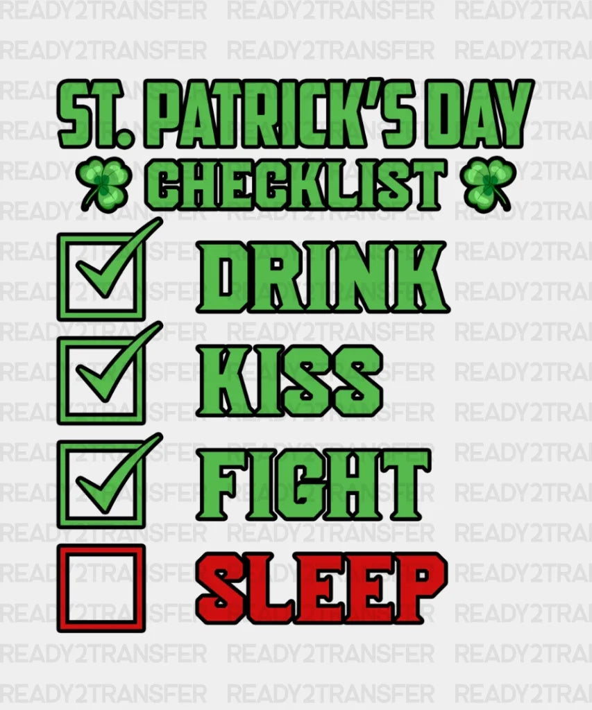 St. Patricks Day Checklist Dtf Transfer