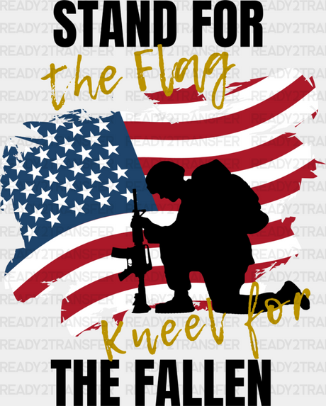 Stand For The Flag - Military Dtf Heat Transfer Adult Unisex S & M (10’’) / Dark Color Design