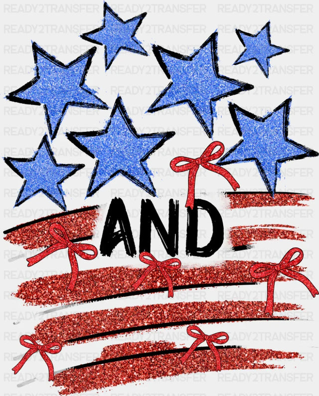 Stars And Stripes Red & Blue - 4th Of July DTF Transfer Adult Unisex - S & M (10’’) / Dark Color Design (See Imaging)