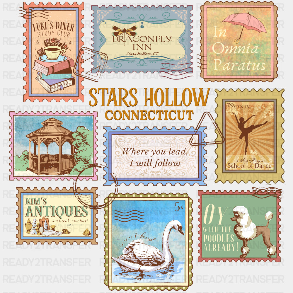 Stars Hollow Connecticut - States & Cities DTF Transfer ready2transfer Dark Color Design (See Imaging)