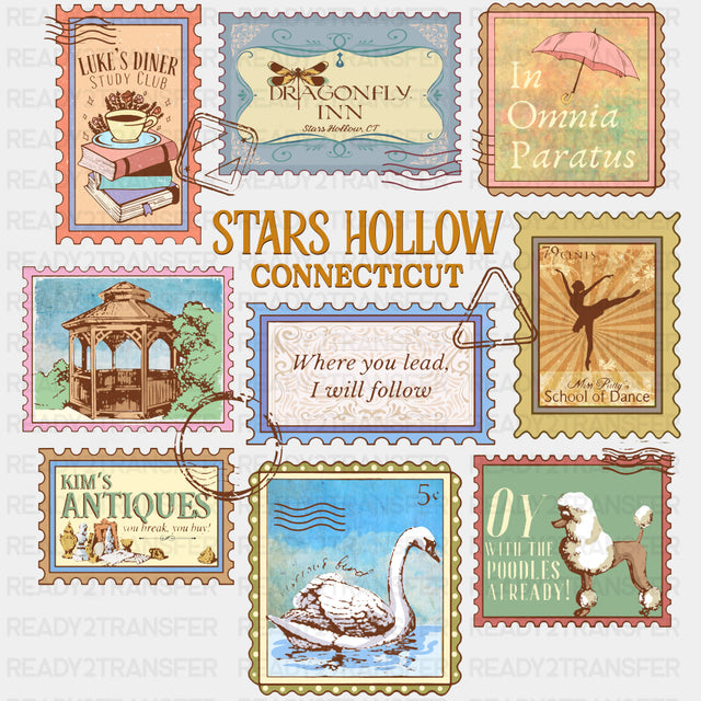Stars Hollow Connecticut - States & Cities DTF Transfer ready2transfer Dark Color Design (See Imaging)