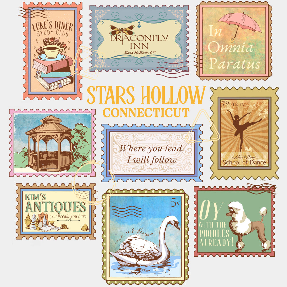 Stars Hollow Connecticut - States & Cities DTF Transfer ready2transfer Light Color Design (See Imaging)