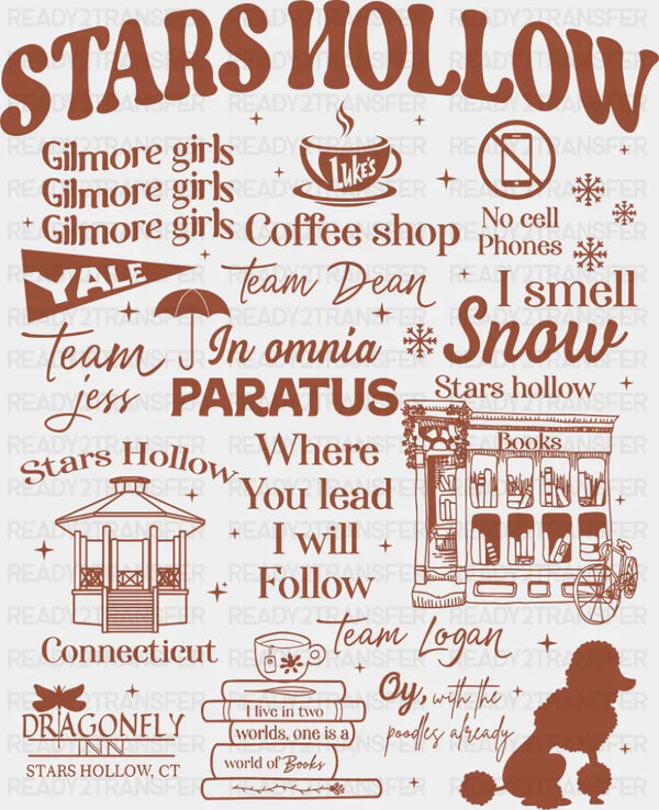 Stars Hollow Orange And White Design - States And Cities DTF Transfer