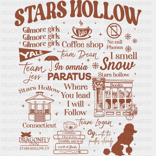 Stars Hollow Orange And White Design - States And Cities DTF Transfer