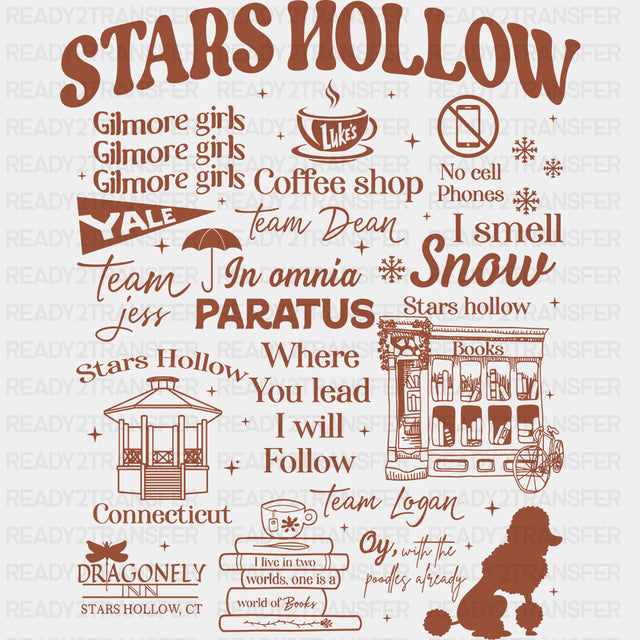Stars Hollow Orange And White Design - States And Cities DTF Transfer ready2transfer Dark Color Design (See Imaging)