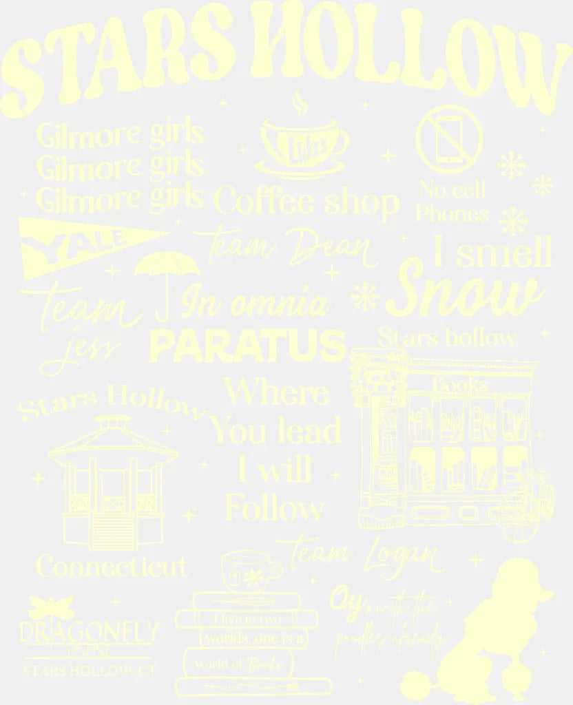 Stars Hollow Orange And White Design States And Cities DTF Transfer Adult Unisex S & M (10’’) / Light Color Design (See