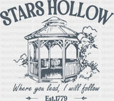 Stars Hollow Where You Lead I Will Follow States And Cities DTF Transfer Adult Unisex S & M (10’’) / Dark Color Design