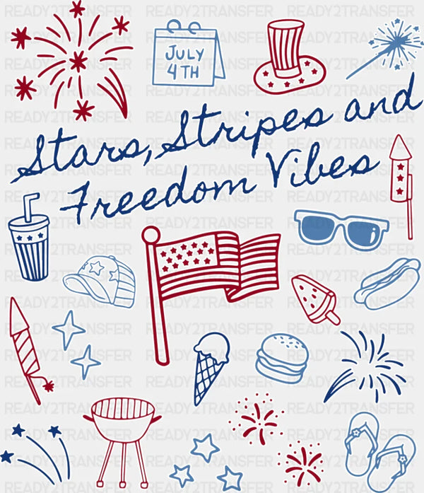 Stars, Stripes and Freedom Vibes - 4th Of July DTF Transfer