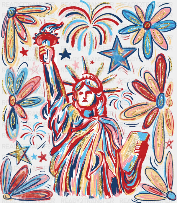 Statue Of Liberty Colorful Design - 4th Of July DTF Transfer