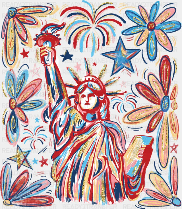 Statue Of Liberty Colorful Design - 4th Of July DTF Transfer