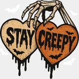 Stay Creepy Hearts - Halloween DTF Transfer Adult Unisex - S & M (10’’) / Light Color Design (See Imaging)
