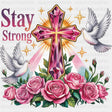 Stay Strong, Pink Cross & Doves - Quotes DTF Transfers ready2transfer