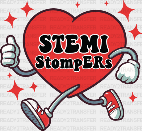 Stemi Stopers Running Heart Design - Cardiac Nurse Dtf Transfers