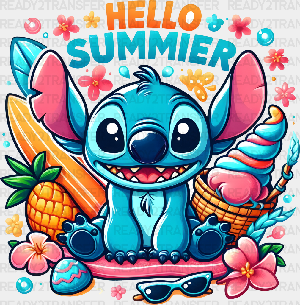 Stitch Hello Summer Design Dtf Transfer