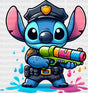 Stitch Watergun Colorful Design - Police Dtf Transfer