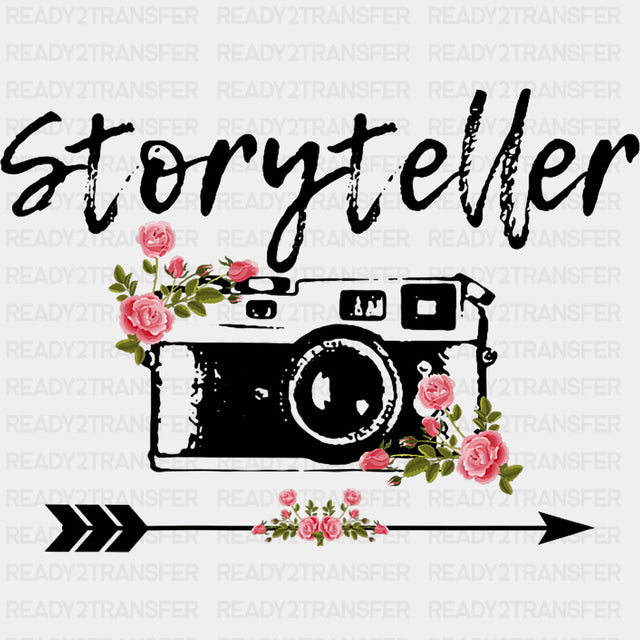 Storyteller, Arrow & Pink Roses - Photography DTF Transfers ready2transfer Dark Color Design (See Imaging)