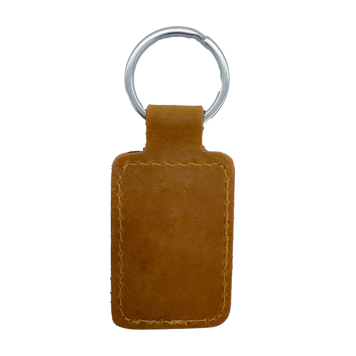 Custom Engraved Leather Keychain – Square