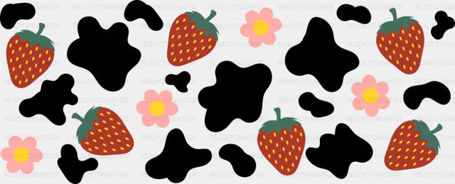 Strawberries & Flowers - General Cup Wrap UV Sticker Permanent UV DTF Decal