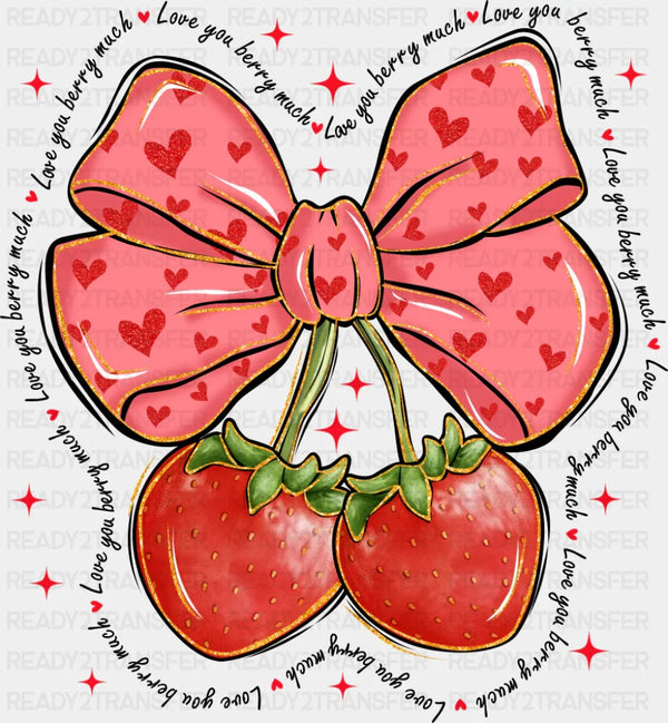 Strawberries Ribbon Design - Valentine's Day DTF Transfer