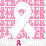 Stronger Than Cancer B&W Ribbon - Breast Cancer DTF Transfer Adult Unisex - S & M (10’’) / Light Color Design (See