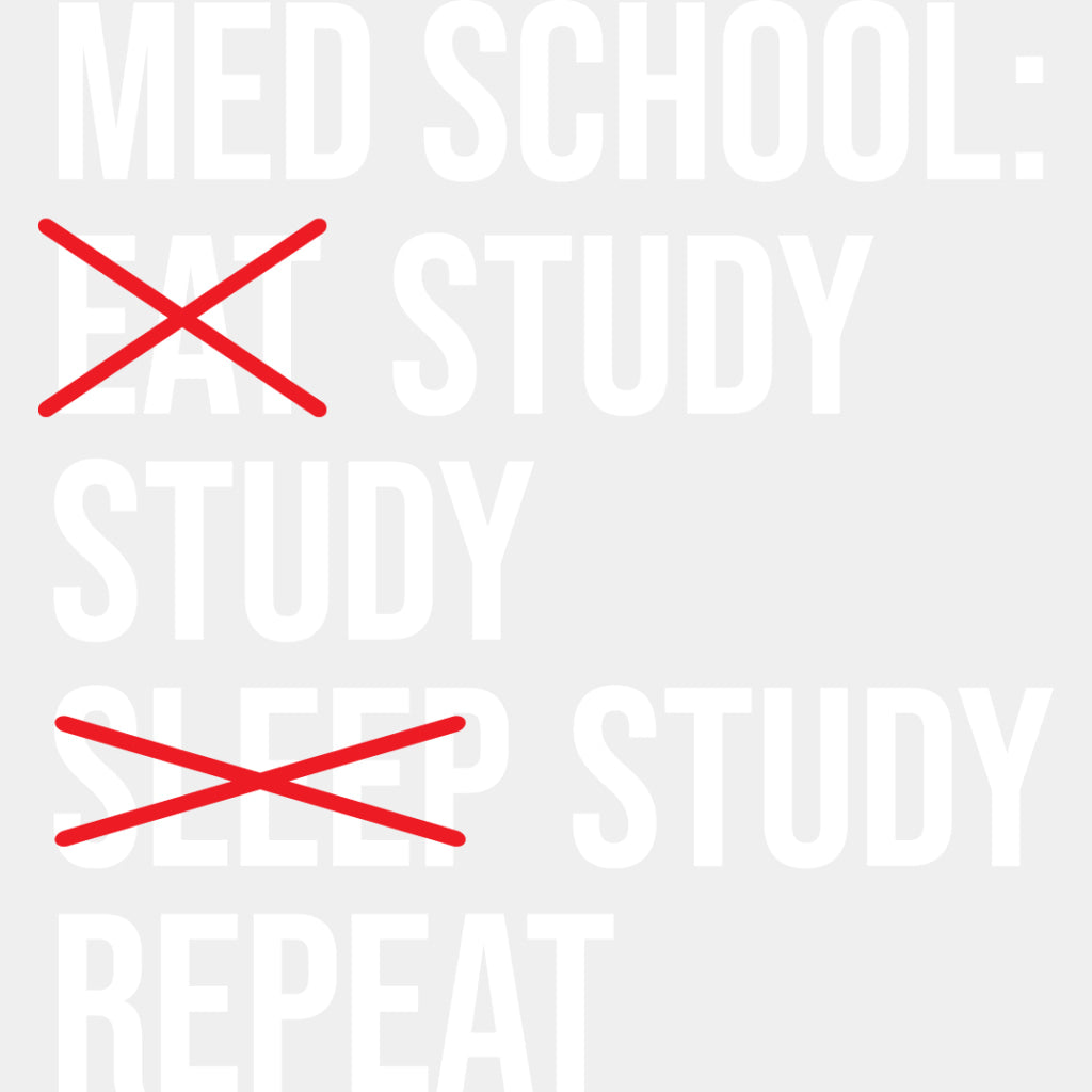 Study, Study, Study, Repeat - Medical School DTF Transfers ready2transfer Light Color Design (See Imaging)