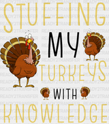 Stuffing My Turkeys With Knowledge - Thanksgiving Dtf Transfer Adult Unisex S & M (10’’) / Dark