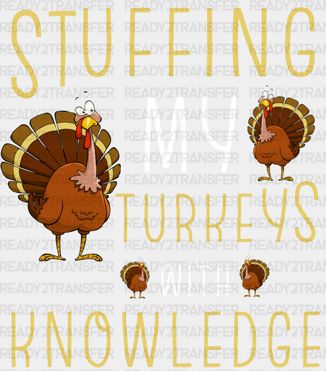 Stuffing My Turkeys With Knowledge - Thanksgiving Dtf Transfer Adult Unisex S & M (10’’) /