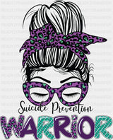 Suicide Prevention Warrior - Suicide Awareness DTF Transfer Adult Unisex - S & M (10’’) / Dark Color Design (See