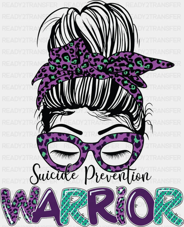 Suicide Prevention Warrior - Suicide Awareness DTF Transfer Adult Unisex - S & M (10’’) / Dark Color Design (See