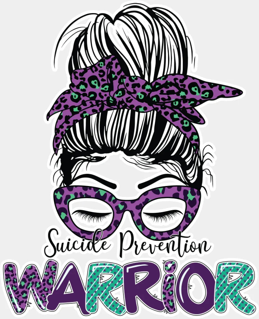 Suicide Prevention Warrior - Suicide Awareness DTF Transfer Adult Unisex - S & M (10’’) / Light Color Design (See