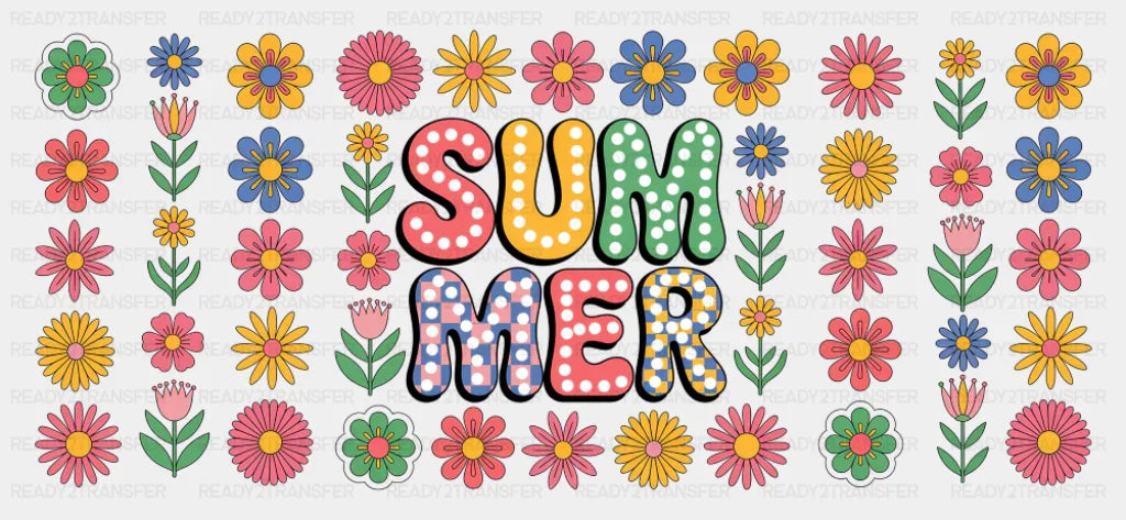Summer Colorful Flowers - Summer Cup Wrap UV Sticker Permanent UV DTF Decal