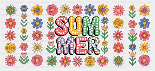 Summer Colorful Flowers - Summer Cup Wrap UV Sticker Permanent UV DTF Decal