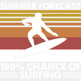 Summer Forecast 100% Chance Of Surfing - Surfing DTF Transfers ready2transfer Light Color Design (See Imaging)