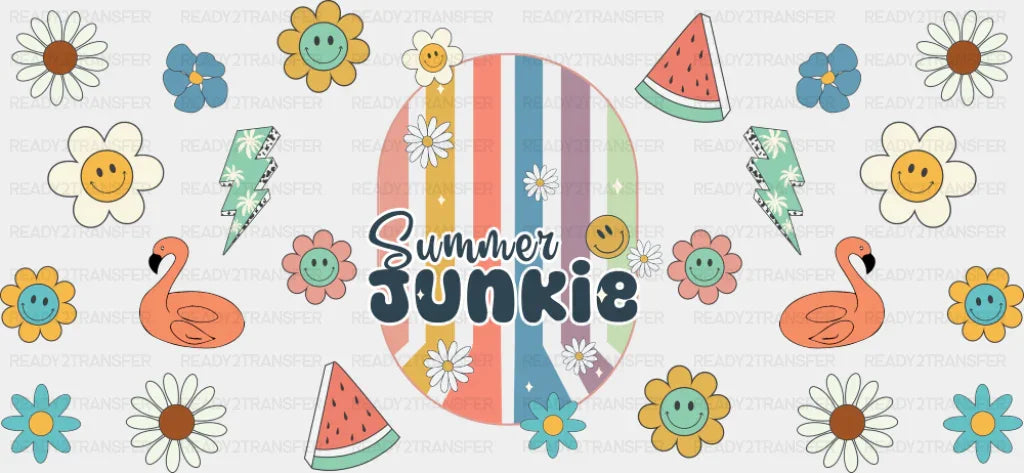 Summer Junkie Flowers - Summer Cup Wrap UV Sticker Permanent UV DTF Decal