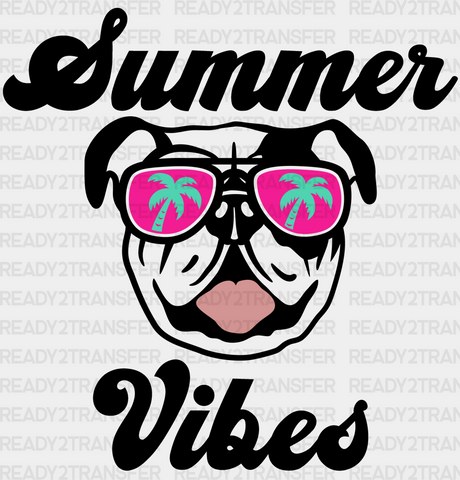 Summer Vibes Bulldog Dtf Transfer Adult Unisex - S & M (10’) / Black