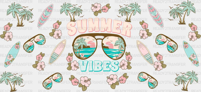 Summer Vibes Glasses - Cup Wrap Uv Sticker Permanent Dtf Decal