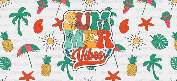 Summer Vibes Green And Red - Summer Cup Wrap UV Sticker Permanent UV DTF Decal