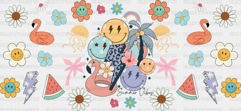 Summer Vibes Lightning Bolt - Cup Wrap Uv Sticker Permanent Dtf Decal